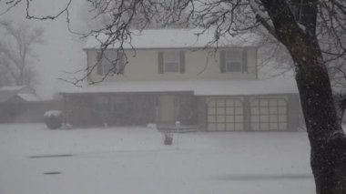 Evin üzerinden kar yağışı