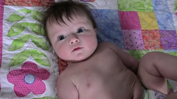 Baby On Homemade Blanket — Stock Video