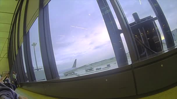 Aeropuerto de Tokio mirando por la ventana — Vídeo de stock