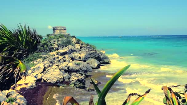 Templo de praia no México — Vídeo de Stock