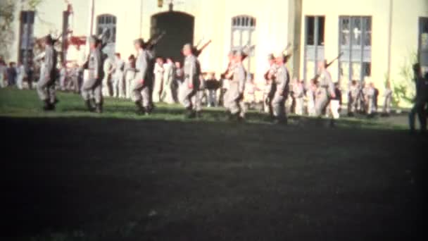 Military Men Marching Fort — Stock Video