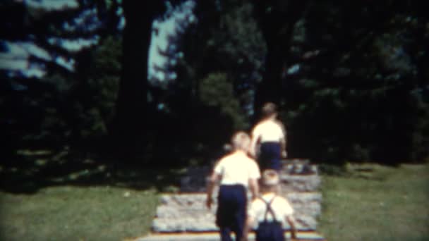 Αδελφούς να παίζουν μαζί στο πάρκο της πόλης — Αρχείο Βίντεο
