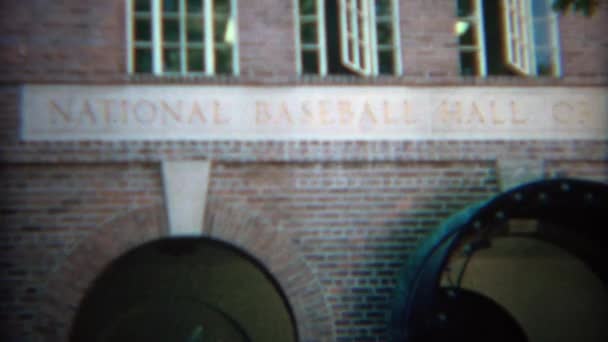 Hall nacional de beisebol da entrada do edifício do museu da fama — Vídeo de Stock