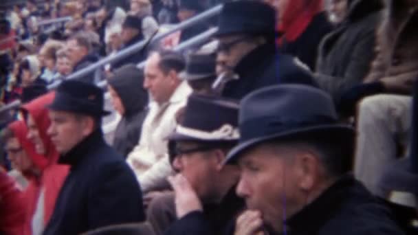 Men in sports stadium crowd — Stock Video