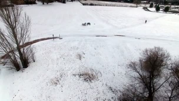 Landschap met man lopen — Stockvideo