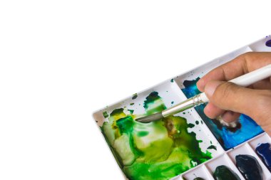 Beyaz arka planda izole suluboya boyama.