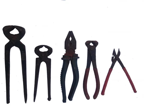 Different Types Pliers Wire Cutters Isolated White Background — Stock Photo, Image