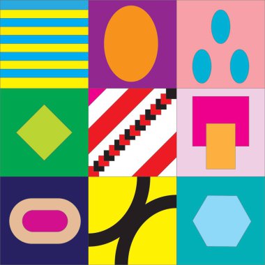 zıt renkler geometri deseni ile kombinasyonu. Renklerin L bileşimi resmi kapat