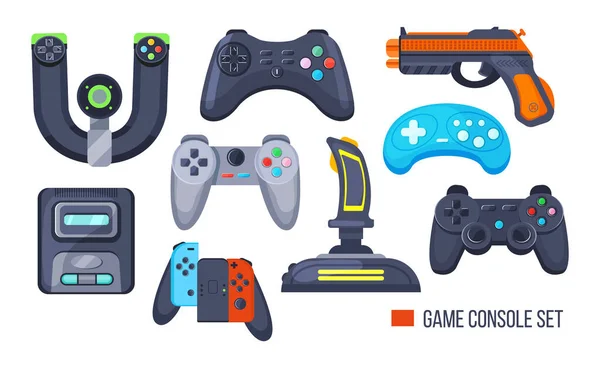 Ρύθμιση Κονσόλας Παιχνιδιού Gamepad Παίζοντας Joystick Κονσόλα Βίντεο Παιχνίδια Gadgets — Διανυσματικό Αρχείο