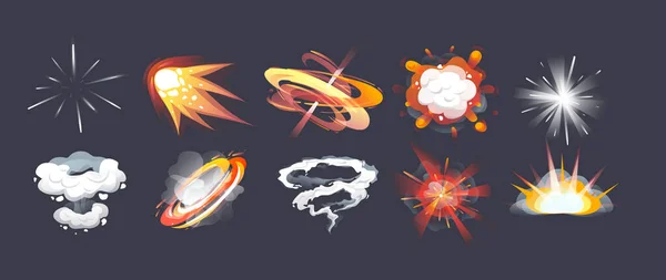 Animación Para Los Marcos Efectos Explosión Cómic Juego Explosión Energía — Archivo Imágenes Vectoriales