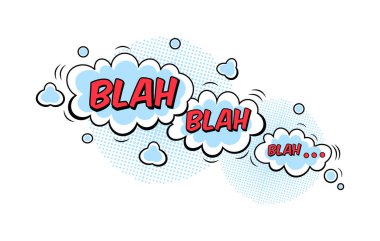 Komik konuşma balonu. Tırnak içinde konuşma bulutları, ünlemler, şaşkınlık, hayranlık, öfke, ses efektleri pop sanatı. Komik konuşma baloncuğu ile çizgi film vektör deseni, boom, patlama bulutları.