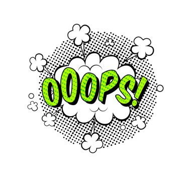 Komik konuşma balonu. Tırnak içinde konuşma bulutları, ünlemler, şaşkınlık, hayranlık, öfke, ses efektleri pop sanatı. Komik konuşma baloncuğu ile çizgi film vektör deseni, boom, patlama bulutları.