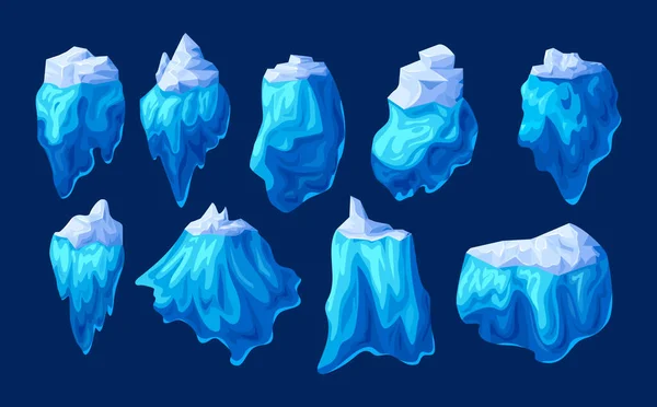 Realistische Kristalle Aus Sauberem Eis Eisberg Gesetzt Kühlkristalle Eisberg Aus — Stockvektor