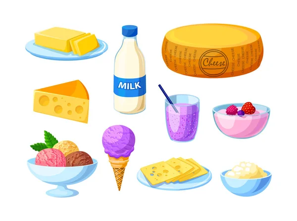 Lácteos Nutrición Natural Productos Lácteos Conjunto Producto Granja Rganic Para — Archivo Imágenes Vectoriales