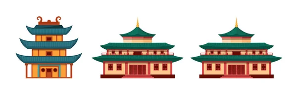 Traditionele Chinese Gebouwen Aziatische Architectuur Chinatown China Stadsgezicht Met Pagode — Stockvector