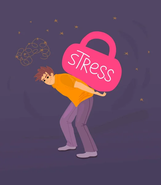 Stress Est Comme Lourd Fardeau Charge Tension Lourdeur Dans Vie — Image vectorielle