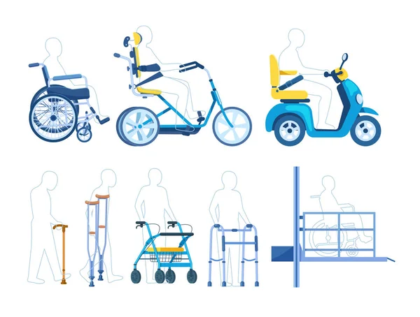 Accessoires Orthopédiques Pour Handicapés Handicapés Handicapés Personnes Âgées Équipement Orthopédique — Image vectorielle