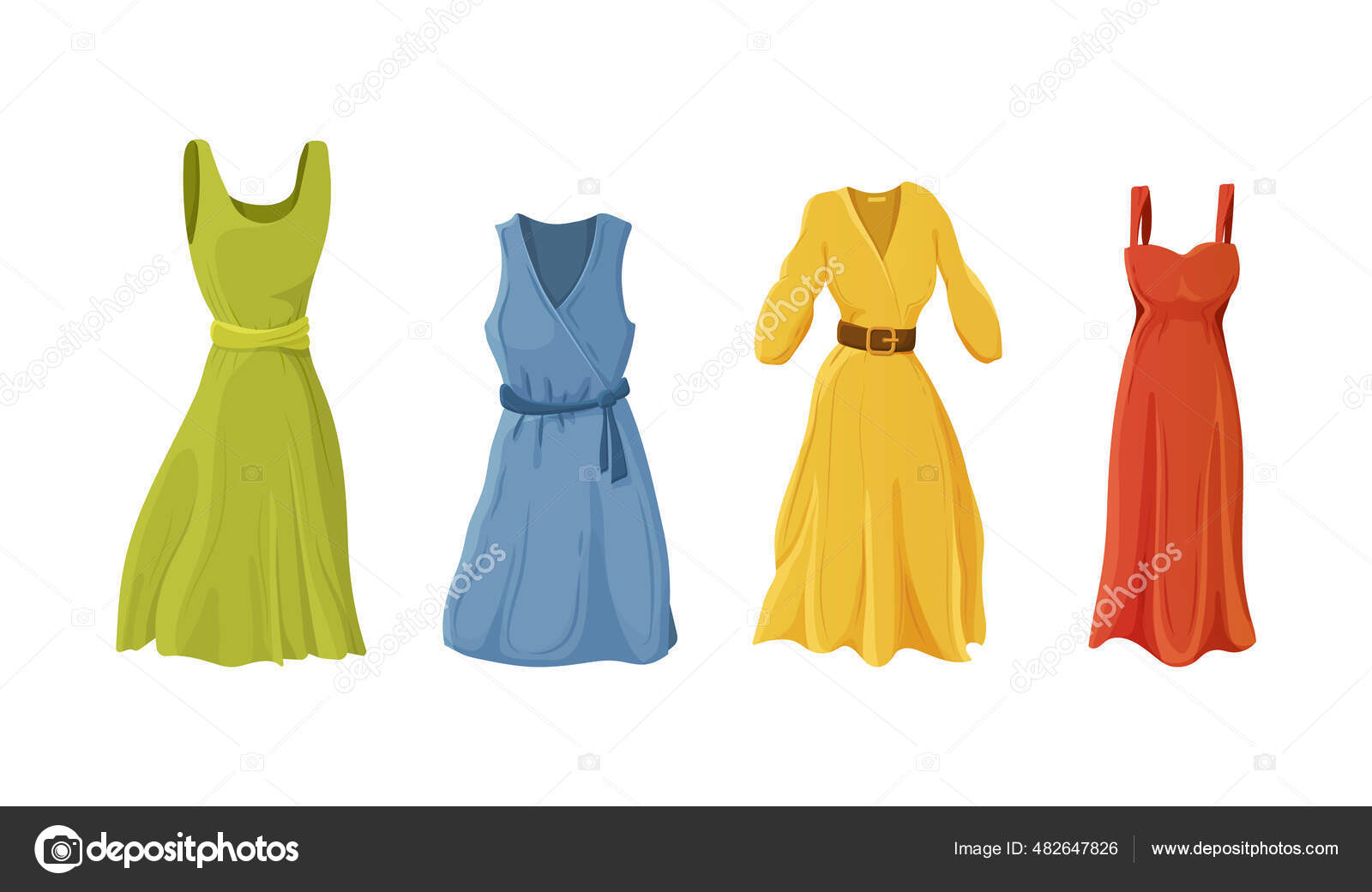 Image vectorielle Collection Robes D'été Élégantes Pour Femmes