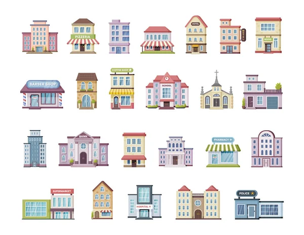 Цветное Городское Правительство Частное Муниципальное Здание Фасады Городской Архитектуры Окнами — стоковый вектор