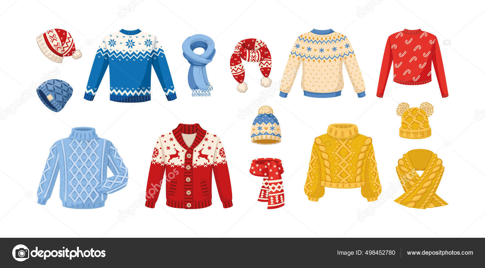 Winter clothes vector warm clothing sweater or - Stock