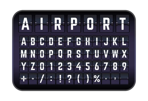 Flughafen Mechanische Flip Board Panel Schrift Weiße Buchstaben Auf Dunklem — Stockvektor