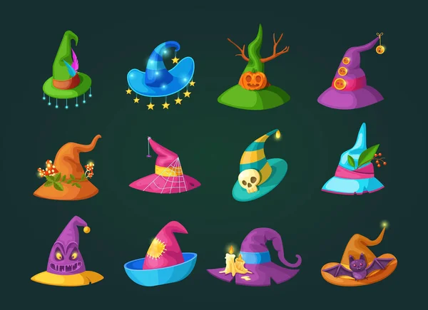 Magicien Chapeau Magique Halloween Vieille Sorcière Chapeau Accessoires Magiques Pour — Image vectorielle