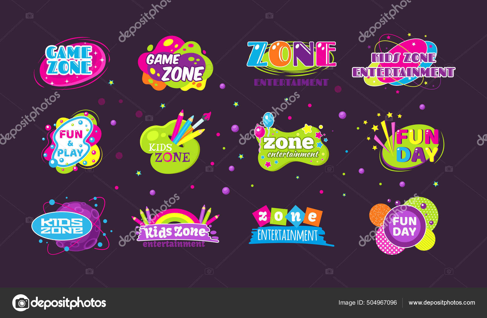 Cartaz de zona de jogo infantil de desenho animado adesivo de zona
