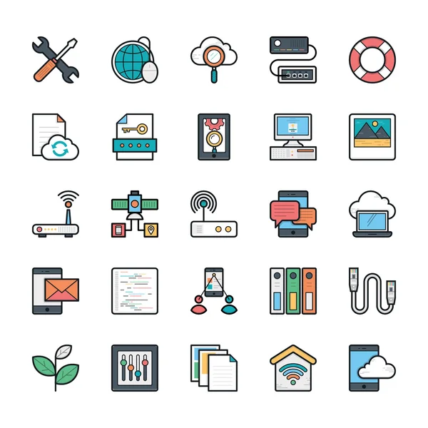 Networking, Web, User Interface and Internet Vector Icons 14 — Stock Vector