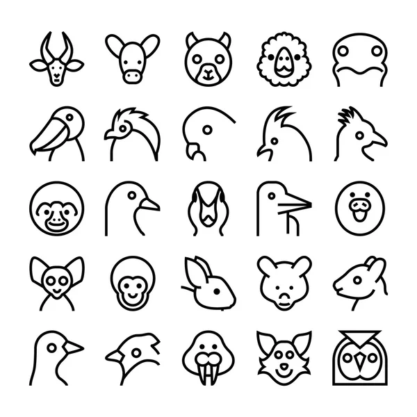 Dieren en vogels Vector Icons 9 — Stockvector