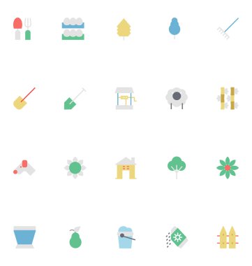 Tarım vektör simgeler 4 renkte