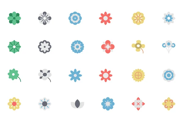 Květiny a květinové barevné vektorové ikony 1 — Stockový vektor
