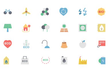 Ekoloji vektör simgeler 5 renkli