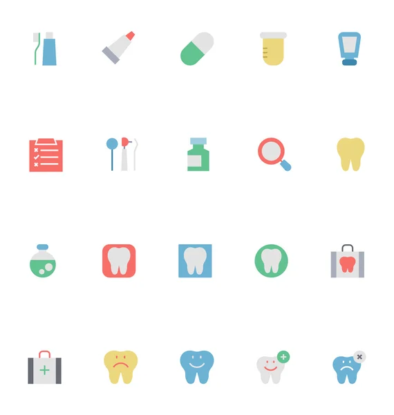 Dental Colored Vector Icons 1 — Stock Vector