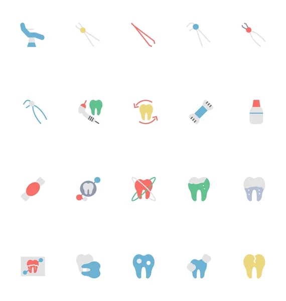 Dental Colored Vector Icons 5 — Stock Vector