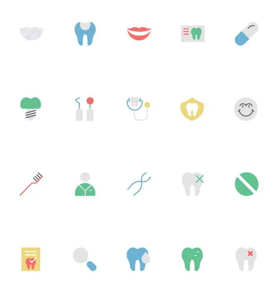 Dental Colored Vector Icons 3 — Stock Vector