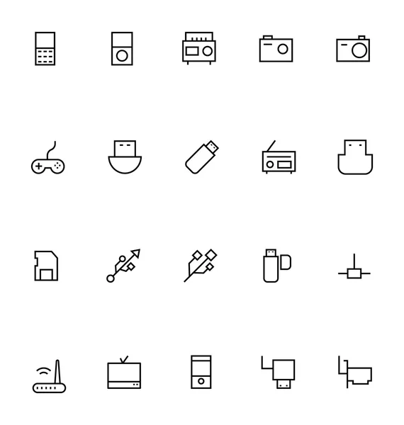 Iconos de vectores de trazo electrónico 2 — Vector de stock