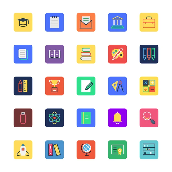 School and Education Colored Vector Icons 1 — ストックベクタ