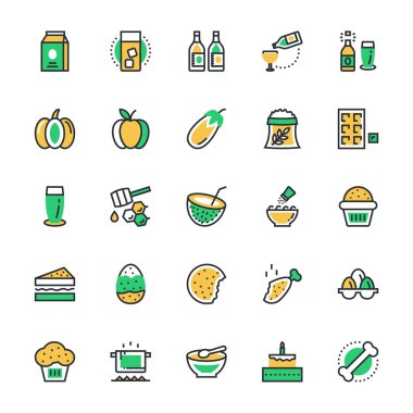 Food, Drinks, Fruits, Vegetables Vector Icons 5