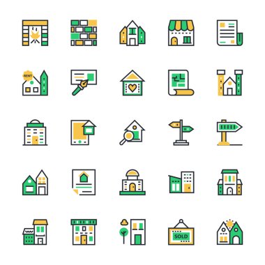 Emlak vektör simgeler 3 renkte