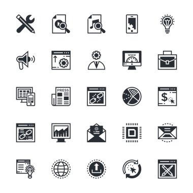 SEO ve pazarlama vektör simgeler 3 renkte