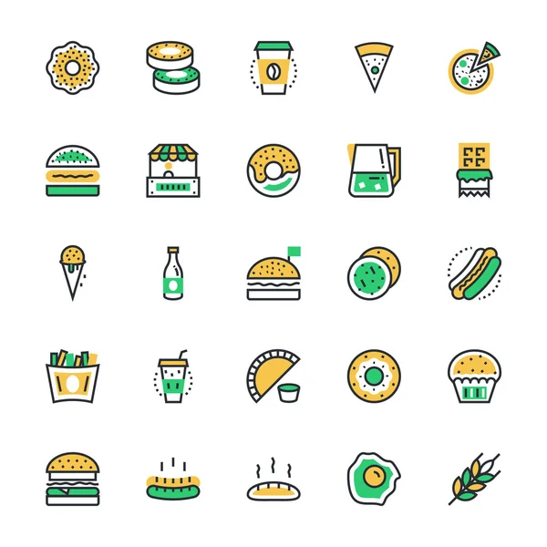 Food, Drinks, Fruits, Vegetables Vector Icons 1 — 스톡 벡터