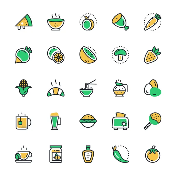Food, Drinks, Fruits, Vegetables Vector Icons 3 — Stockvector