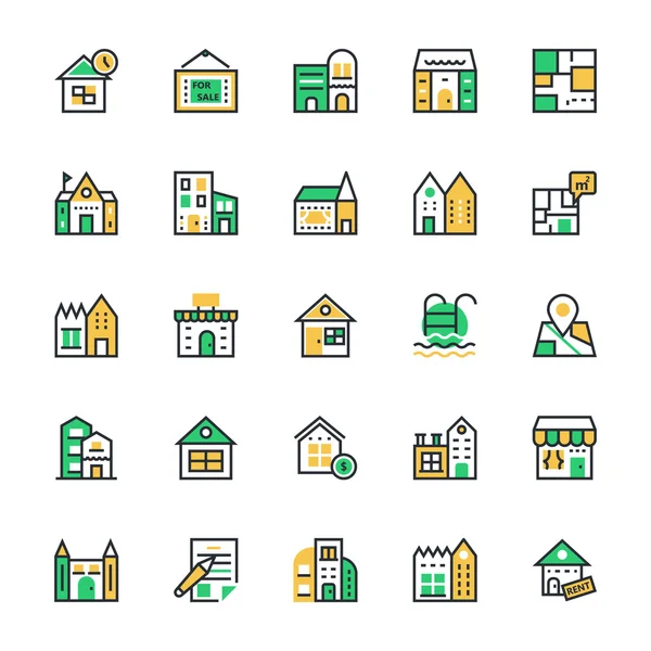 Iconos de vectores de color de bienes raíces 2 — Vector de stock