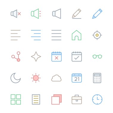 User Interface Colored Line Vector Icons 8
