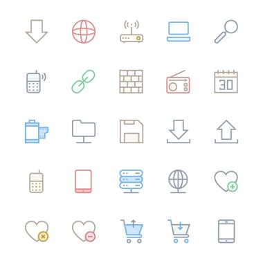 User Interface Colored Line Vector Icons 14
