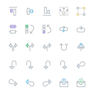 Kullanıcı Arabirimi Renkli Çizgi Vektör Simgeleri 22