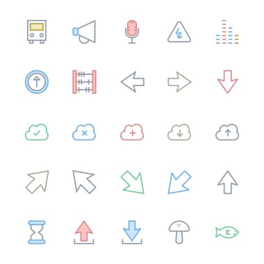 Kullanıcı Arabirimi Renkli Çizgi Vektör Simgeleri 35