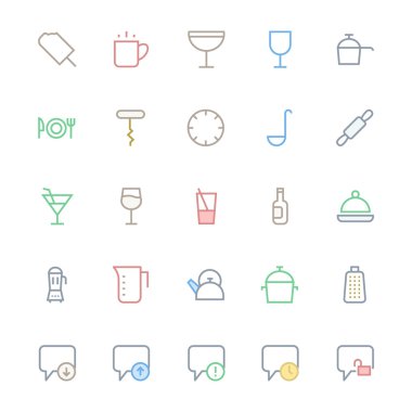 Kullanıcı Arabirimi Renkli Çizgi Vektör Simgeleri 40