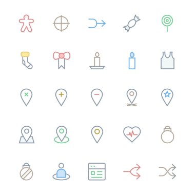 Kullanıcı Arabirimi Renkli Çizgi Vektör Simgeleri 43