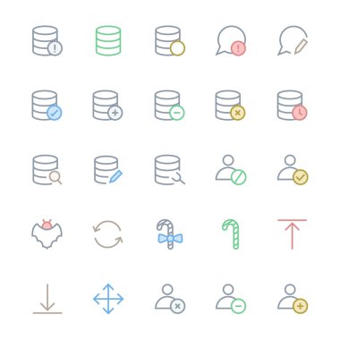 Kullanıcı Arabirimi Renkli Çizgi Vektör Simgeleri 42